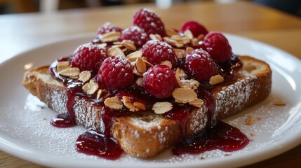 Delicious Peanut Butter and Raspberry Jam Toast for Breakfast