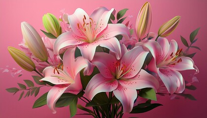 Fototapeta premium Lilien, rosa Hintergrund
