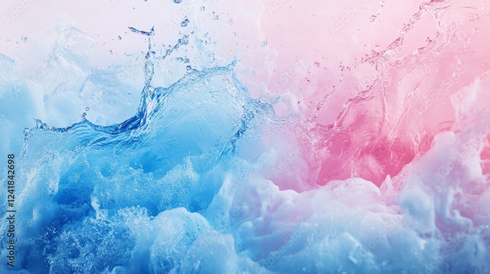 Poster splashing water with color gradient on surface, ideal for creative concepts of liquid movement and v