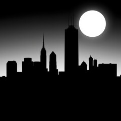 Obraz premium Vibrant watercolor city skyline at sunset silhouetted skyline cityscape architecture illustration building city vector