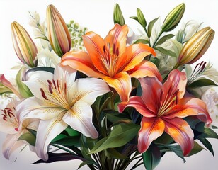 Fototapeta premium Lilien, weißer Hintergrund