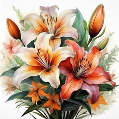 Lilien, weißer Hintergrund