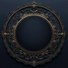 A beautiful dark gray and gold background with intricate lace patterns framing the center, featuring an empty circular frame for text or images