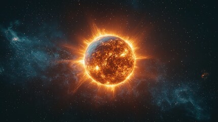 Fiery star explodes in cosmic nebula; space art