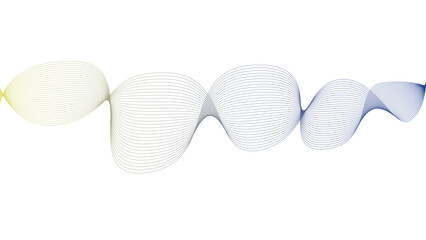 Vector curvy abstract line art wavy flowing dynamic green blue white background in concept music or sound, wave, wind, information flow