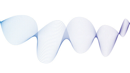 Vector curvy abstract line art wavy flowing dynamic blue purple red and white background in concept music or sound, wave, wind, information flow