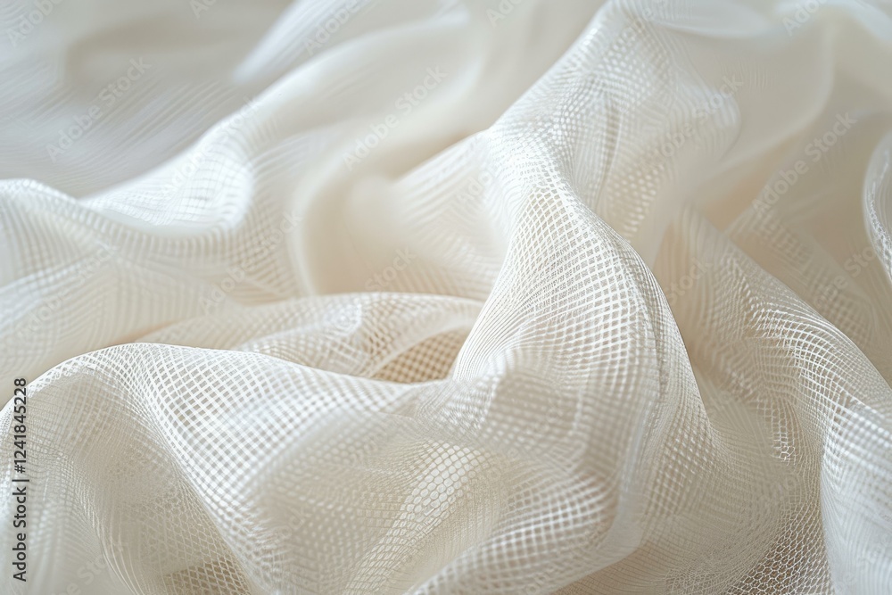 Poster smooth, delicate white fabric draped with soft folds, creating a textured and elegant background