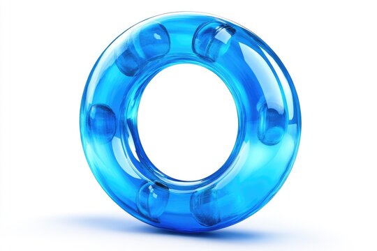 O2 - Glossy Blue Oxygen Molecule Icon on Pure White Background