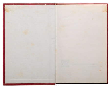 Blank vintage red book inside for graphic design, realistic photography, png isolated on transparent background
