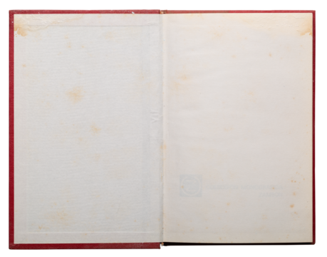 Blank vintage red book inside for graphic design, realistic photography, png isolated on transparent background