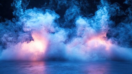 Obraz premium Abstract Blue And Pink Smoke Display Against Dark Background