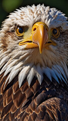 Portrait of a bald eagle. A majestic bird, close up view