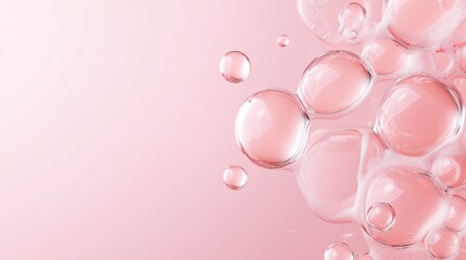 Soft Pink Bubbles: A delicate symphony of transparent bubbles dances against a soft pink backdrop, creating a dreamy and ethereal visual.  The gentle.