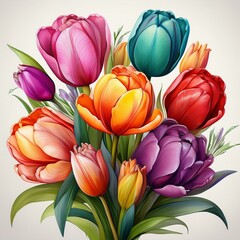 Bunte Tulpen, weißer Hintergrund