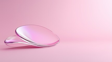 Abstract Minimalist Pink:  A simple and elegant still life of two overlapping, pearlescent, semi-circular forms on a blush-toned background. This image is ideal for showcasing products.