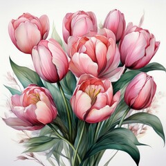 Rosa Tulpen, weißer Hintergrund