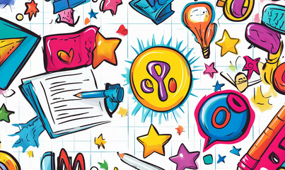 Colorful Planner Featuring Hand-Drawn Symbols and Art for a Fun and Creative Planning Tool