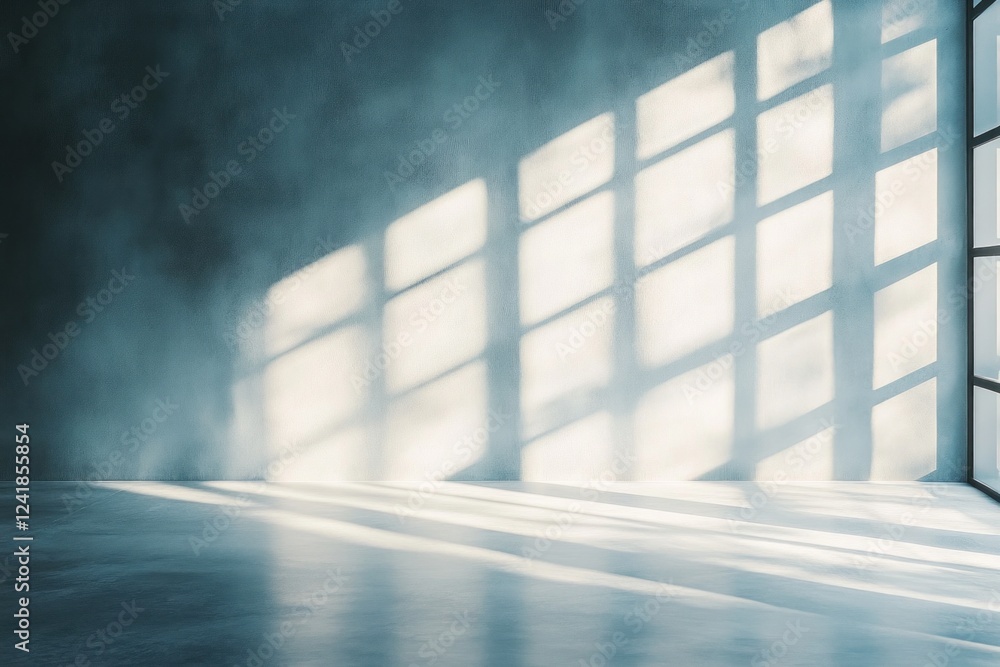 Poster natural light streams through large windows, casting soft shadows on the polished floor of a serene 