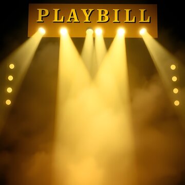 Classic playbill illuminated by spotlight with dramatic lighting effects