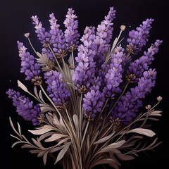 Obraz premium Lavendel, schwarzer Hintergrund