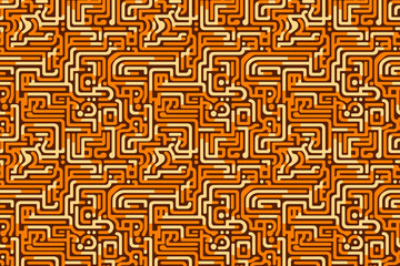 Fototapeta premium Seamless brown and orange maze style pattern wallpaper