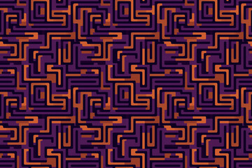 Seamless brown and purple maze style pattern wallpaper