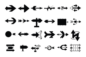 Dynamic Arrow silhouette Icons set Perfect for Direction and Navigation Technologies