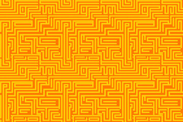 Seamless yellow and orange maze style pattern wallpaper