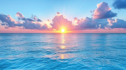 Serene Ocean Sunset With Pink Cloudscape