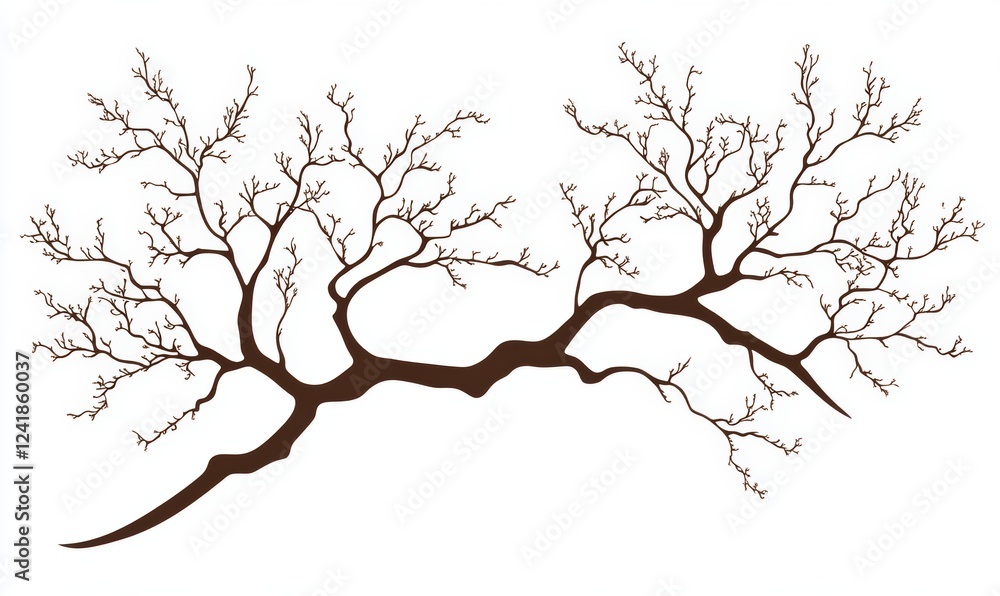 Canvas Prints A set of tree branches. A contemporary illustration of a dry, leafless twig. A hand-drawn clip art of a bare branch on a plain background. A linear drawing of a bark branch. An outline sketch of a