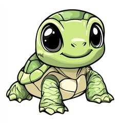 Fototapeta premium Adorable Kawaii Turtle Character: Fun Doodle Illustration for Colorful Anime Coloring Pages