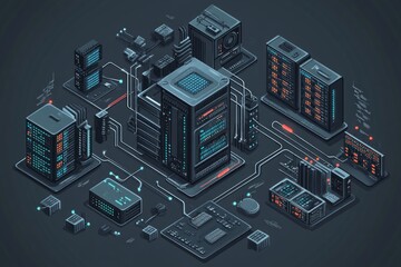 Futuristic Data Center Network Architecture Visualization