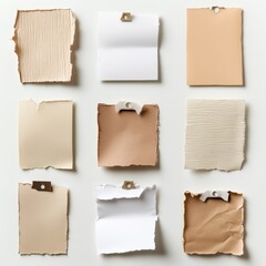 Vintage grunge tape labels arranged in a creative layout for business note-taking and organizational purposes