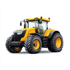 Obraz premium Bright Yellow Agricultural Tractor with Large Tires for Farming and Field Work