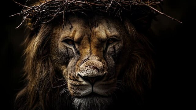  Solemn representation of the lion of judah a crowned symbol of christ s suffering and kingship