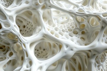 Intricate network of interconnected pores and channels creating a complex three dimensional structure