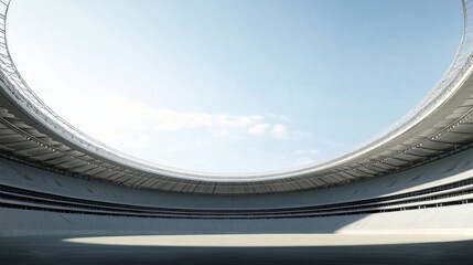 Fototapeta premium Empty stadium under a bright sky, architectural design, for sports event promotion