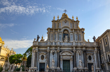 Fototapeta premium The Cathedral Basilica of St. Agatha of Sicily in Catania is a Roman Catholic cathedral in the Sicilian city of Catania
