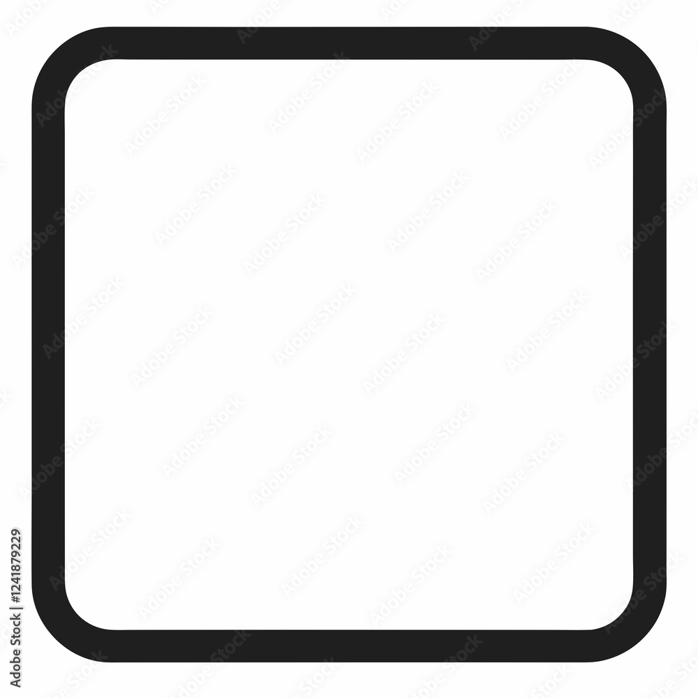 Aufkleber modern rounded square frame: black silhouette design element for elegant branding & web projects app