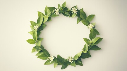 Fototapeta premium a group of green leaves arranged in a circle 