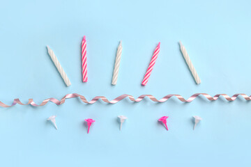 Birthday candles on blue background