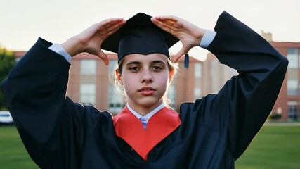 4k video of a graduation student doing a university gesture.