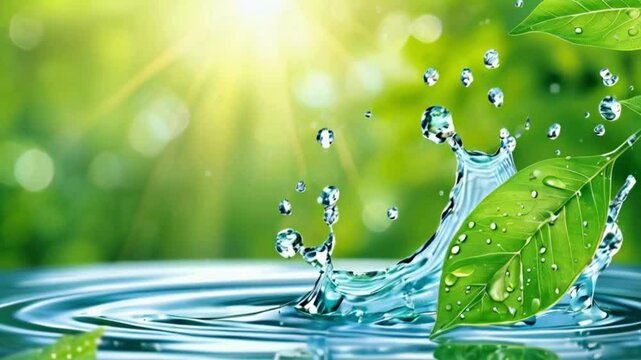 green leaf with water drops