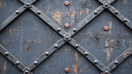 Fototapeta premium Industrial textured metal surface with weathered, tarnished finish ideal for backgrounds and design projects. 