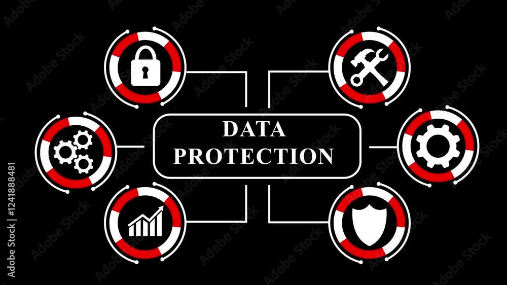 Poster digital data protection cyber security privacy business online internet technology background. data 