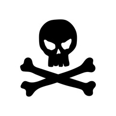Skull and crossbones icon. Black silhouette. Front side view. Vector simple flat graphic illustration. Isolated object on white background. Isolate.
