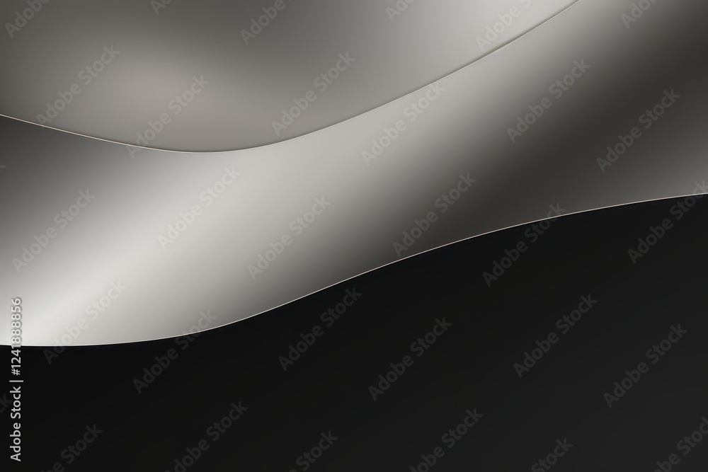 Poster curved metallic surface with smooth gradients and contrasting dark background