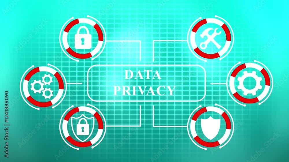 Poster protect your data cyber security privacy business online internet technology background. data protec