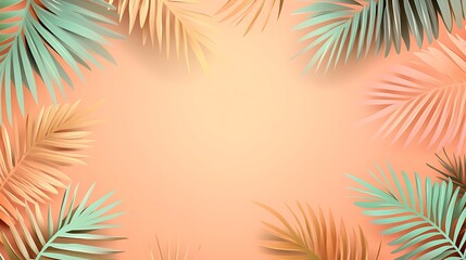 Pastel palm leaves summer background