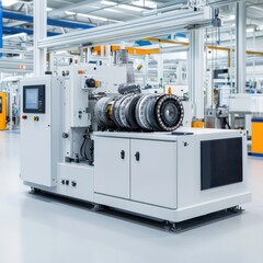 Advanced Industrial Machine in Modern Manufacturing Facility with Sleek Design and High-Tech Features